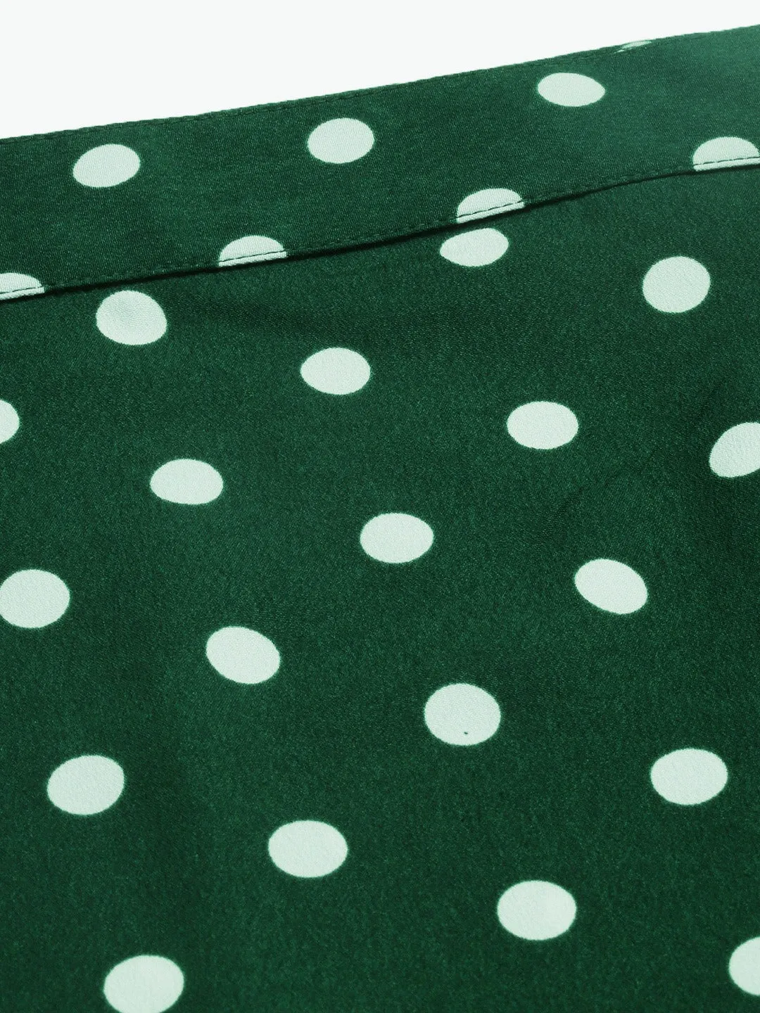 Berrylush Women Green Polka Dot Asymmetrical Hem Ruffled Skirt