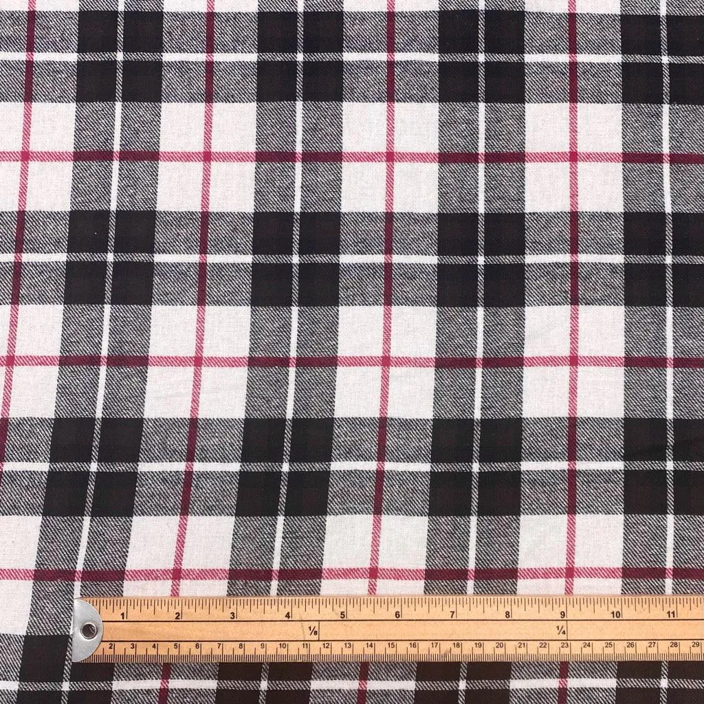 Black & White Tartan Brushed Cotton Fabric