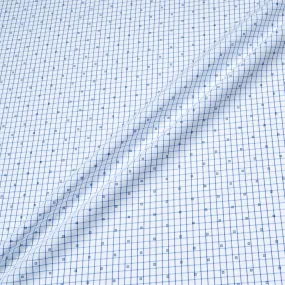 Blue Square Printed Checkered Cotton