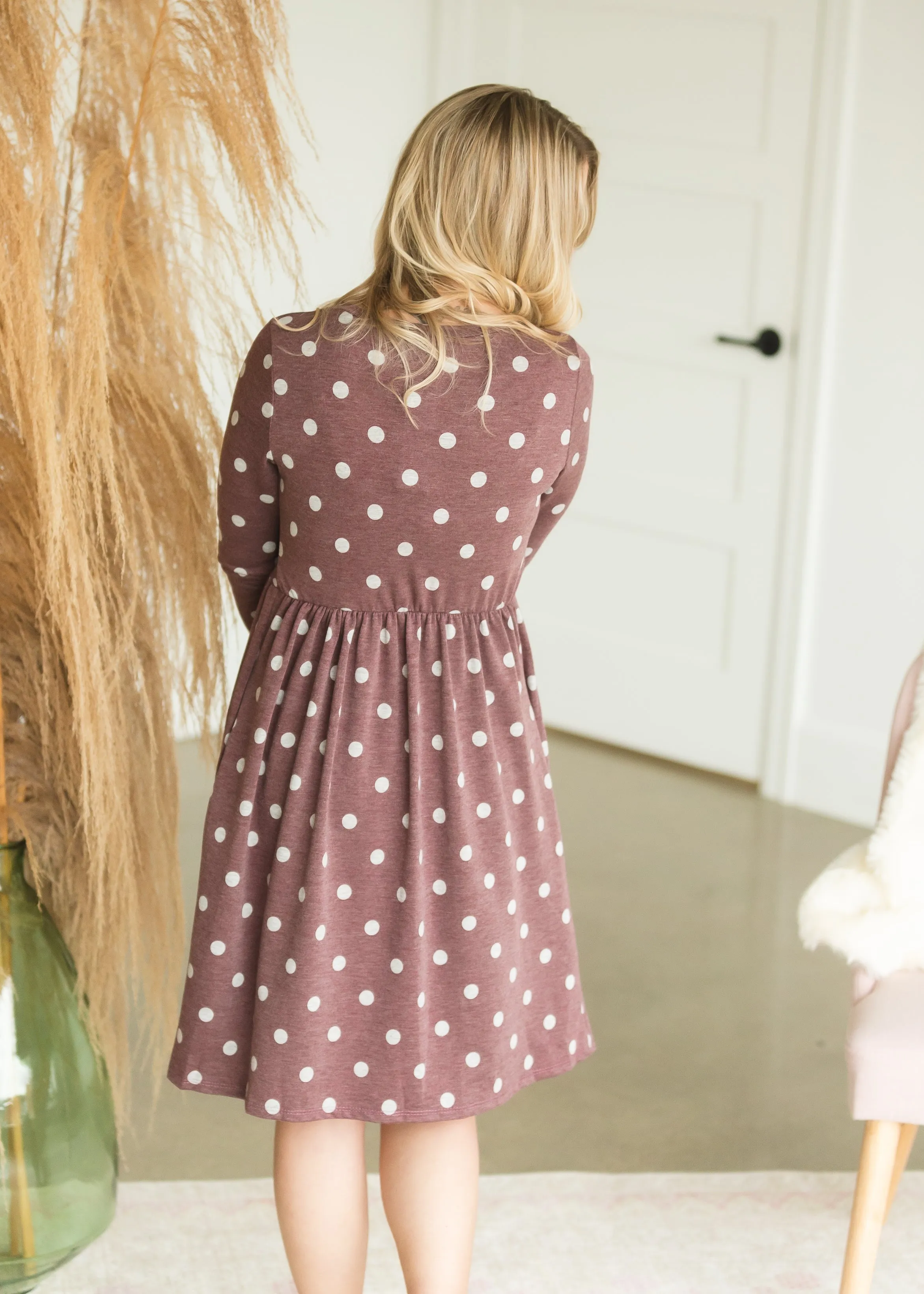 Burgundy Polka Dot Maternity Dress - FINAL SALE