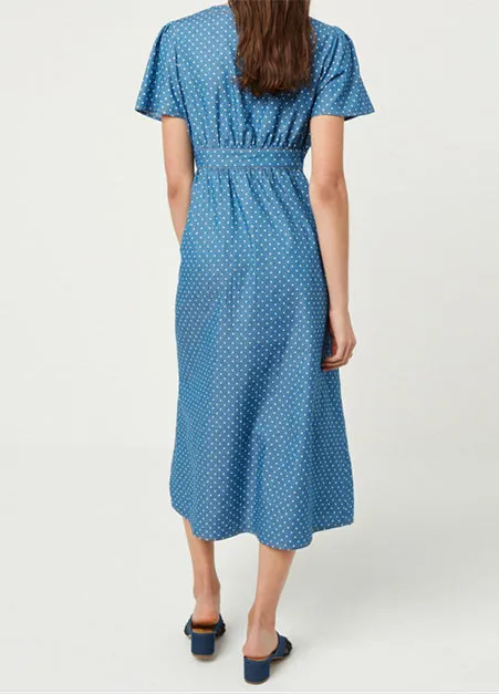 Button Front Polka Dot Midi Dress