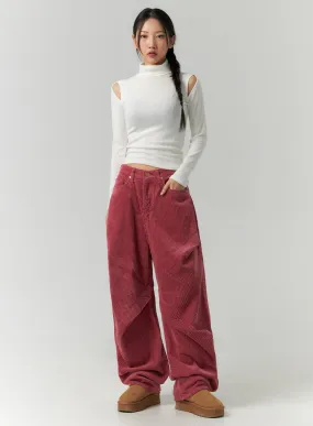 Corduroy Pintuck Wide-Leg Pants CD307