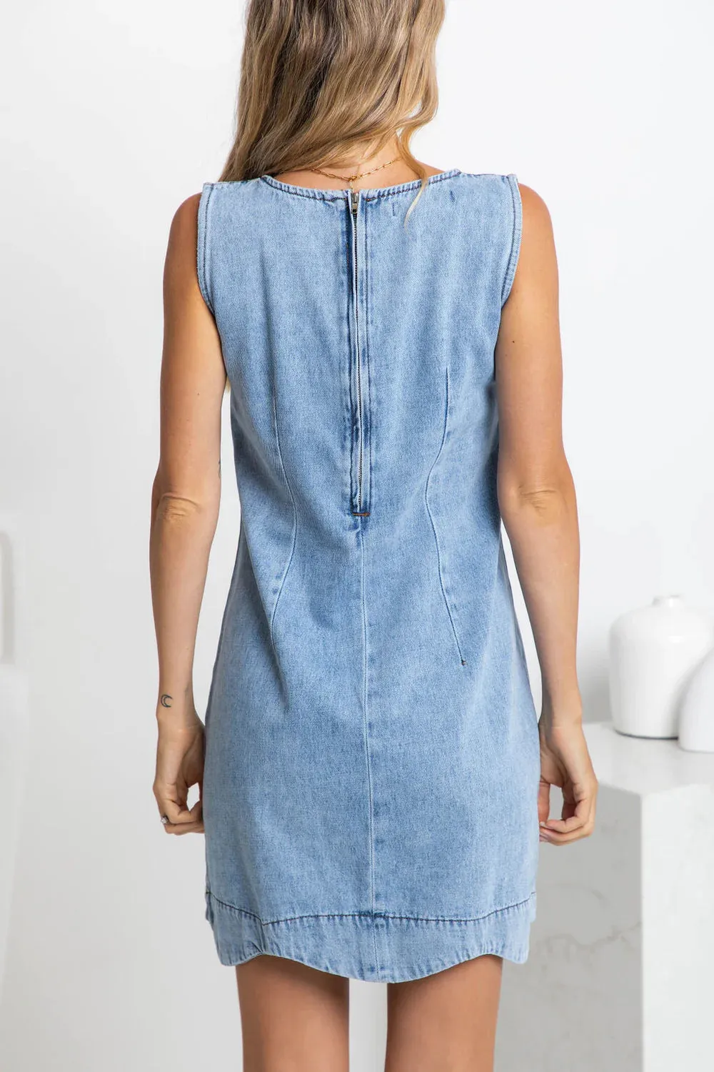 Country Denim - Scallop Denim Dress - Mid Blue