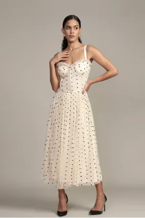 Dane Polka Dot Corset Midi Dress