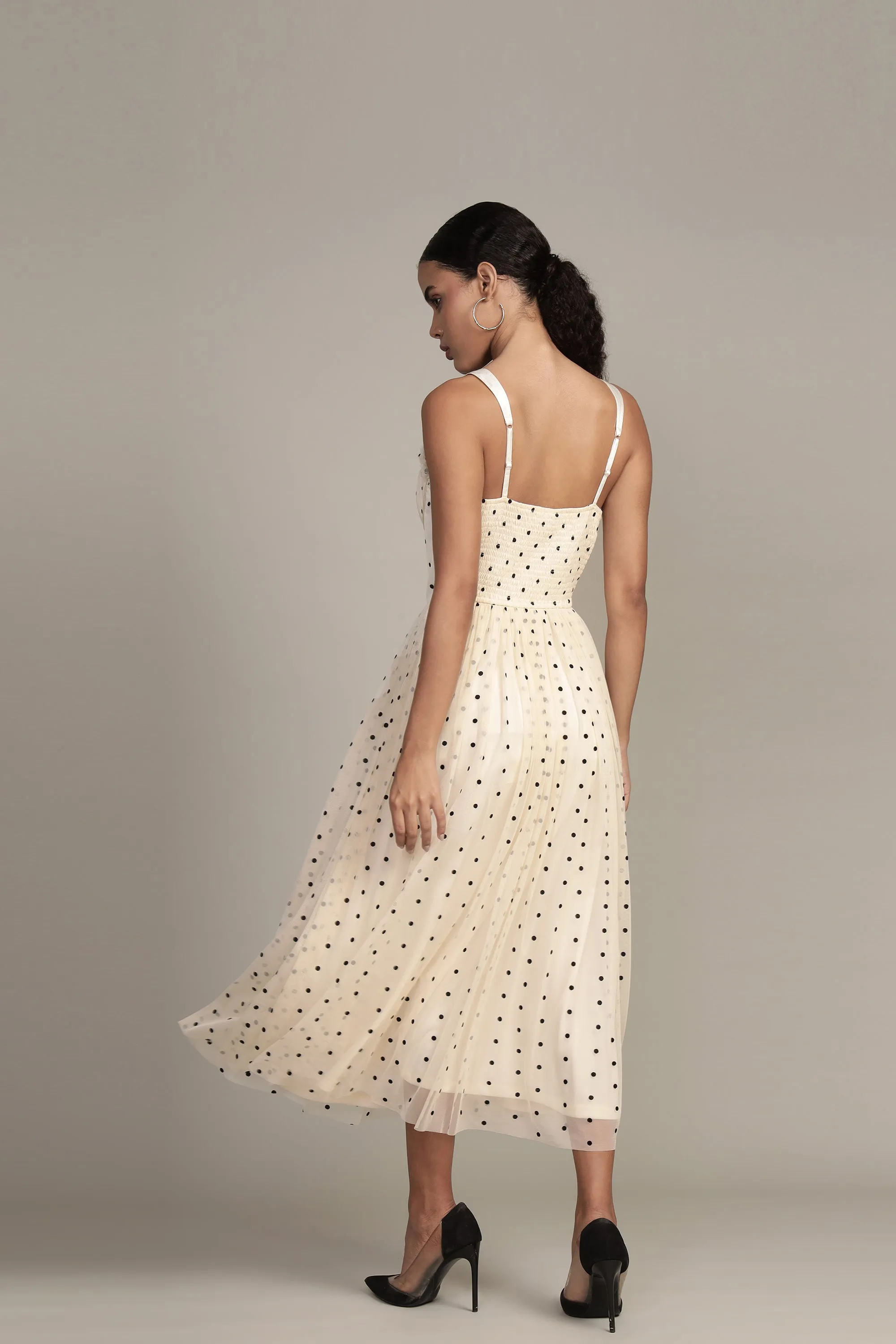 Dane Polka Dot Corset Midi Dress