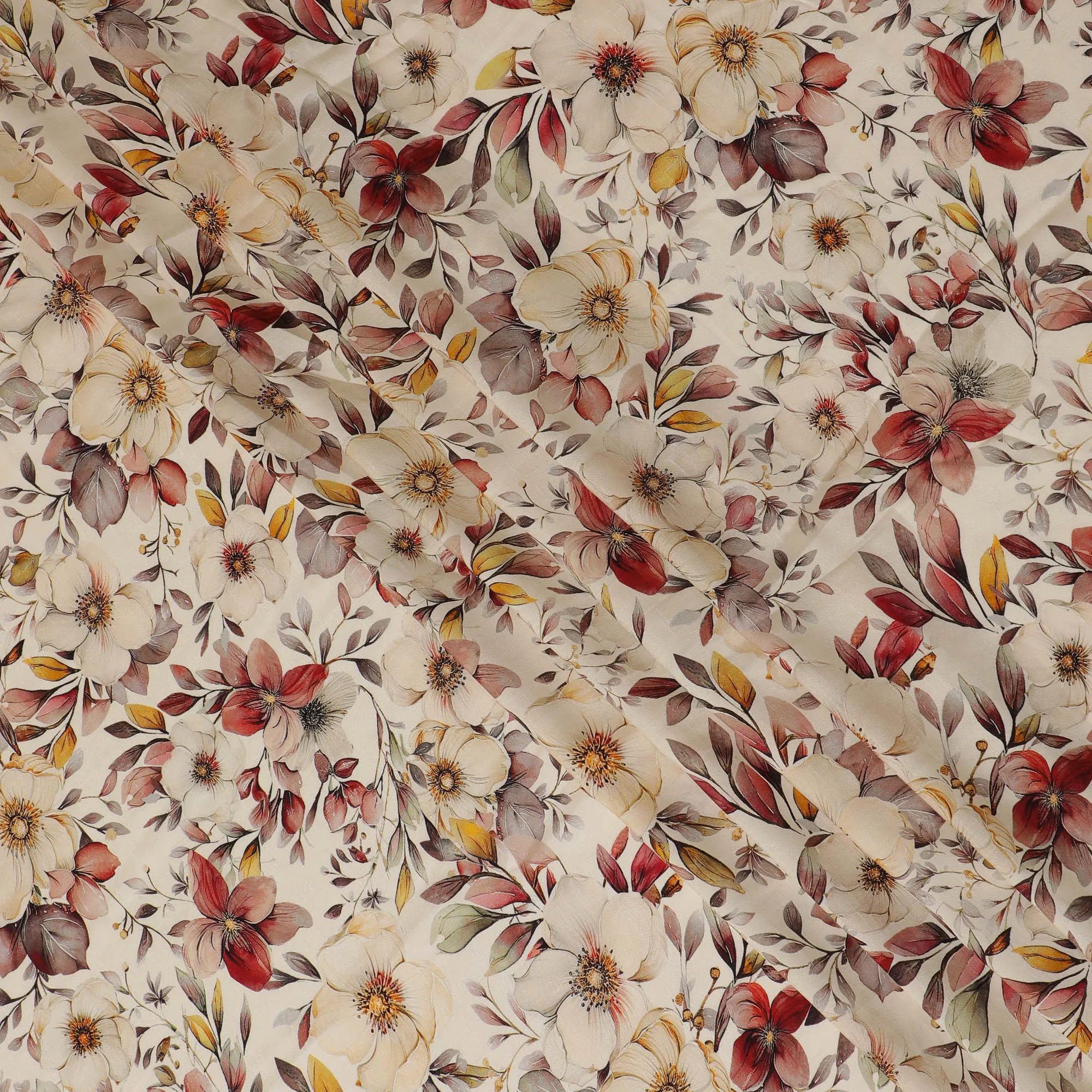 Elegant Autumn Floral Viscose Fabric - 110 cm Wide-D19407