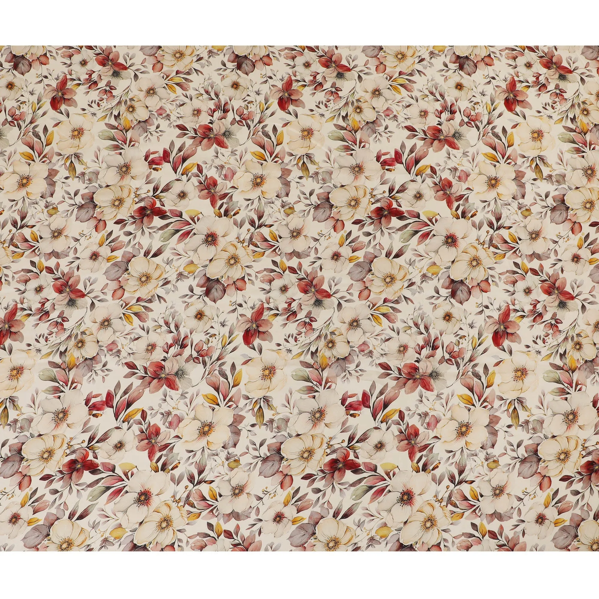 Elegant Autumn Floral Viscose Fabric - 110 cm Wide-D19407