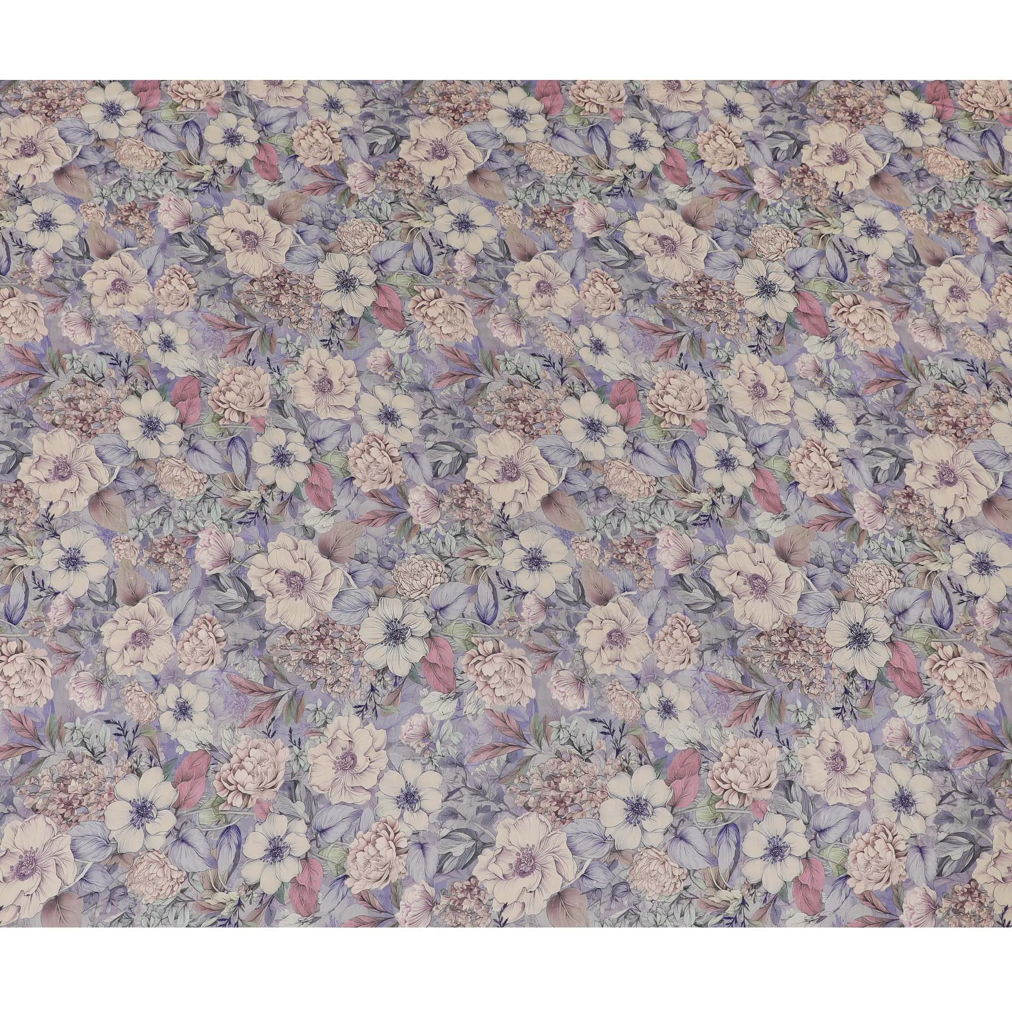 Elegant Lavender Floral Viscose Fabric - 110 cm Wide-D19408