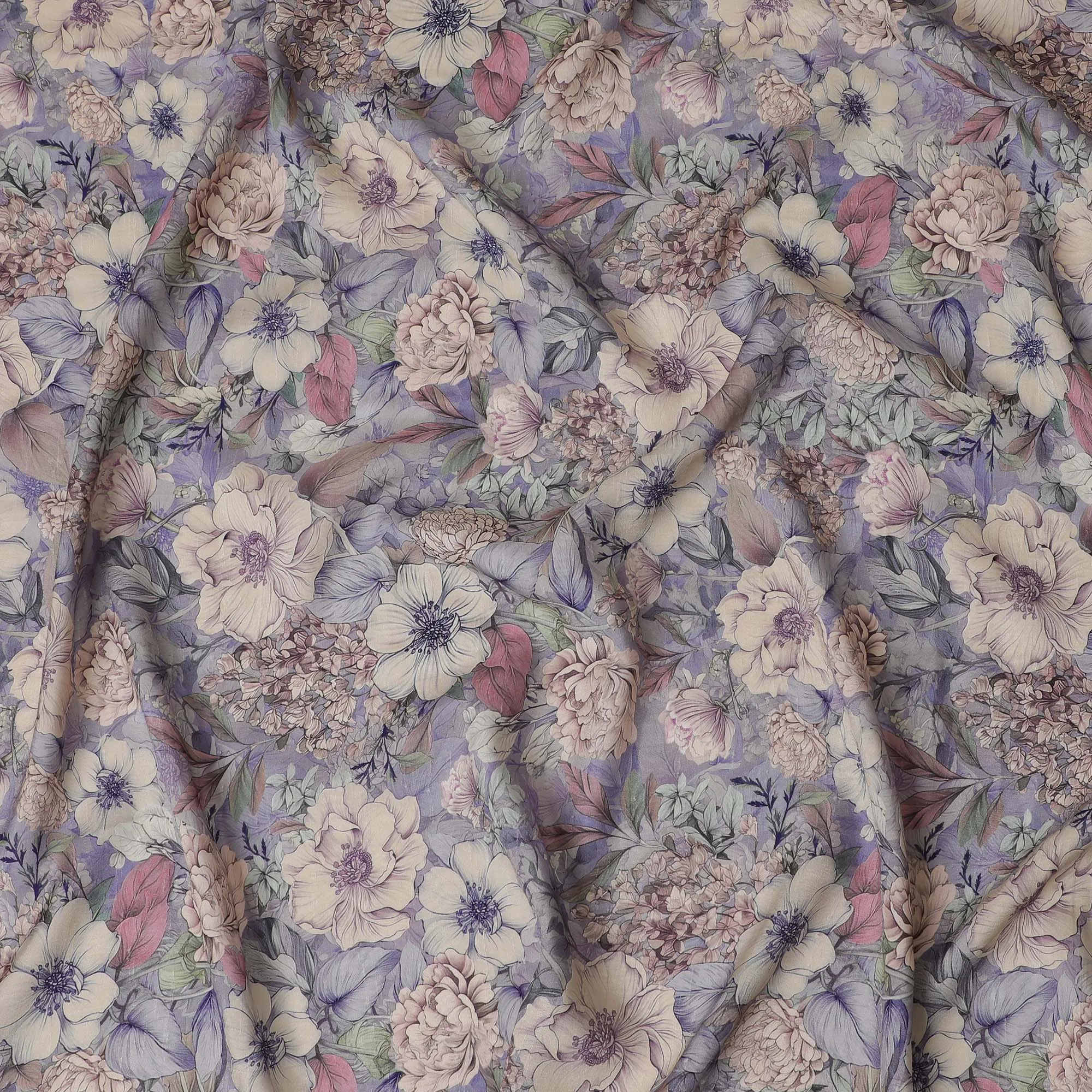 Elegant Lavender Floral Viscose Fabric - 110 cm Wide-D19408