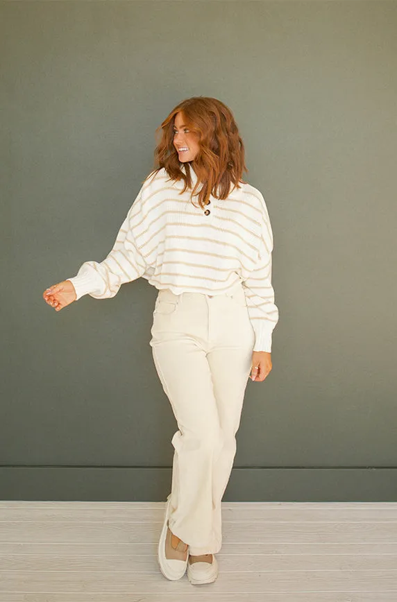 Elise Ivory Wide Leg Corduroy Pants- FINAL FEW - FINAL SALE