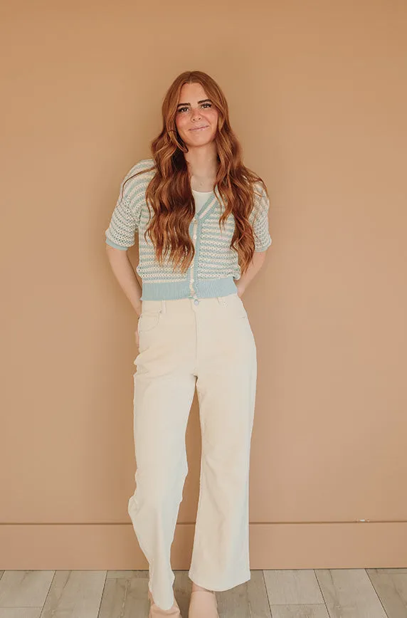 Elise Ivory Wide Leg Corduroy Pants- FINAL FEW - FINAL SALE