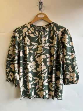 First Avenue 10 Green Floral Print 3/4 Sleeve Blouse - 2202