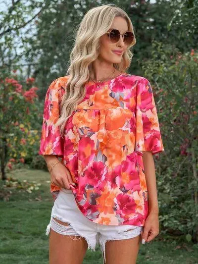 Floral Printed Half Sleeve Blouse for Everyday Style