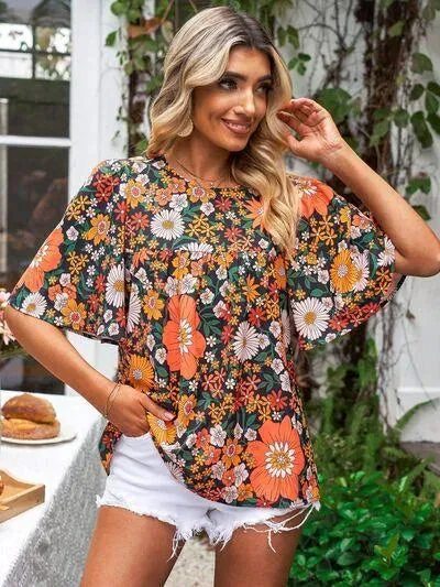 Floral Printed Half Sleeve Blouse for Everyday Style