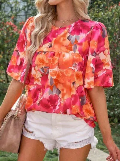 Floral Printed Half Sleeve Blouse for Everyday Style