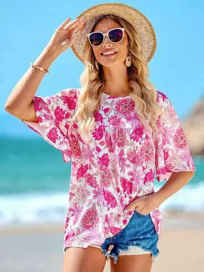 Floral Printed Half Sleeve Blouse for Everyday Style