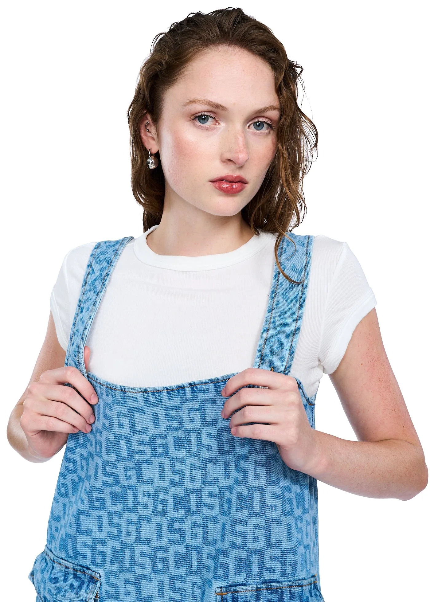 GCDS Wear Monogram Denim Pockets Dress