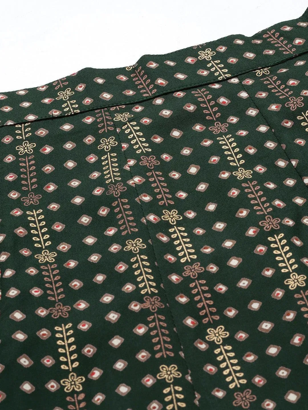 Green Printed Rayon Skirt