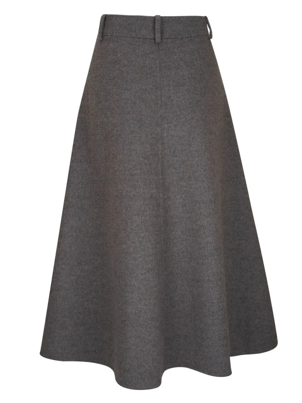 Grey Virgin Wool Flared Skirt