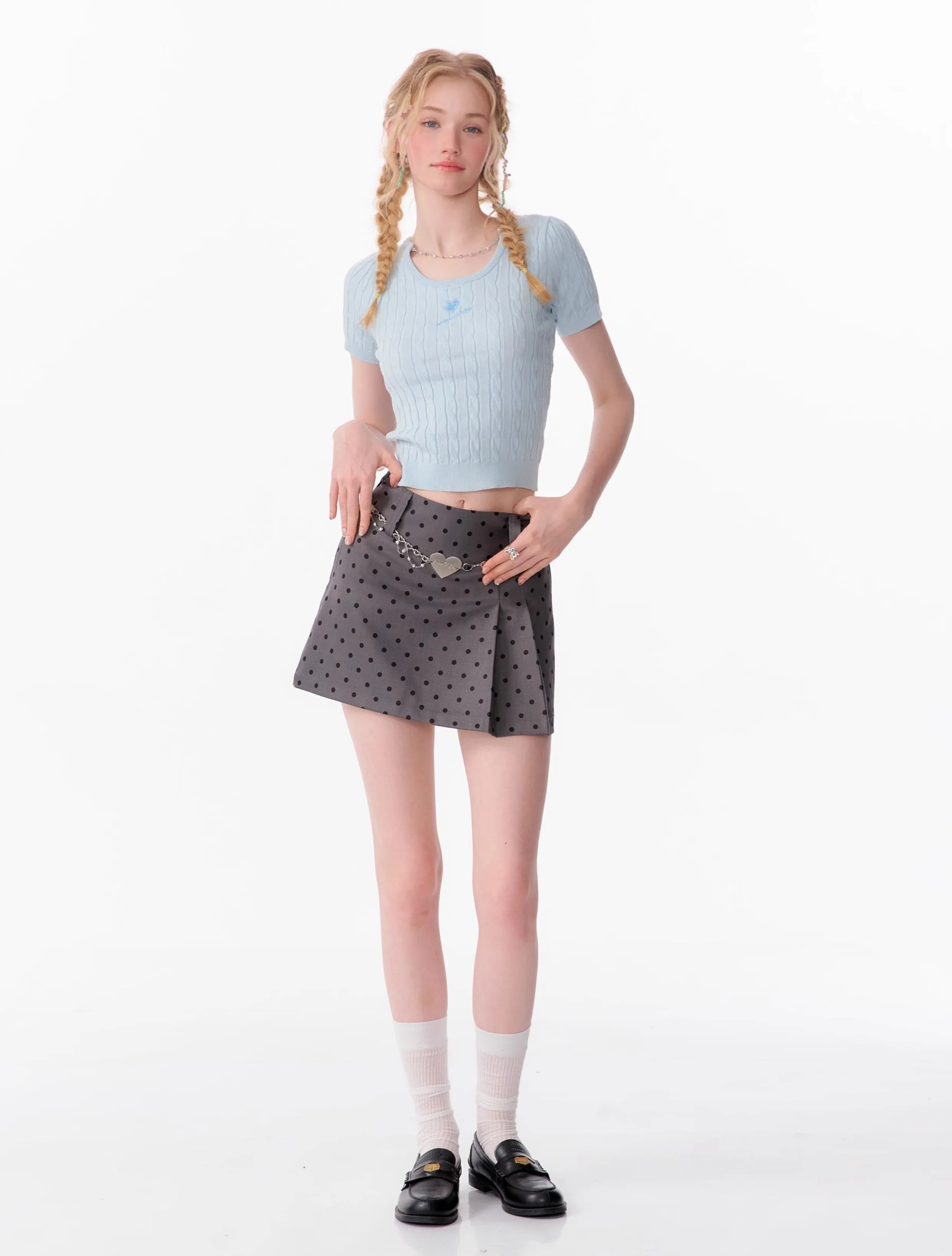 High Waist Polka Dot Mini Skirt