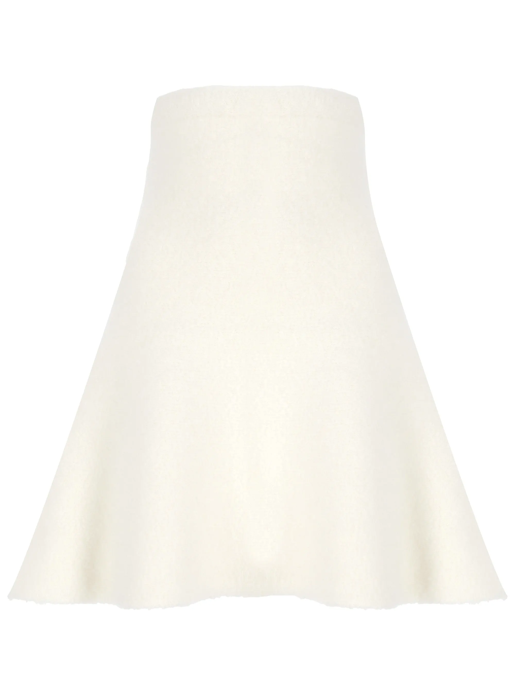 Ivory Cashmere Blend Fluted Skirt