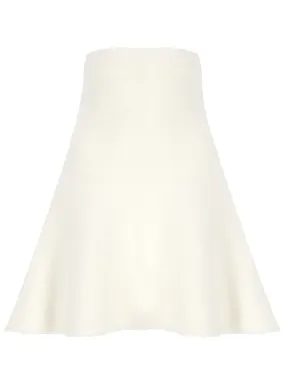 Ivory Cashmere Blend Fluted Skirt