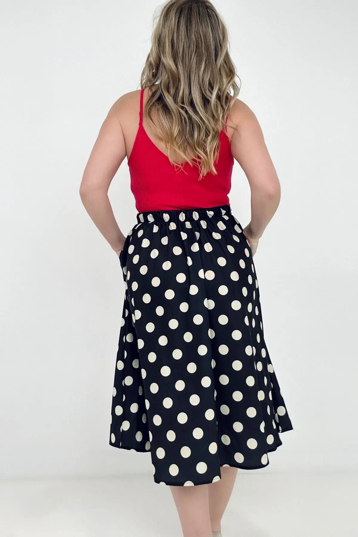 Jade By Jane Polka Dot Pleated Midi Skirt - Ships from The US