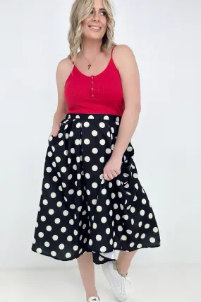 Jade By Jane Polka Dot Pleated Midi Skirt - Ships from The US