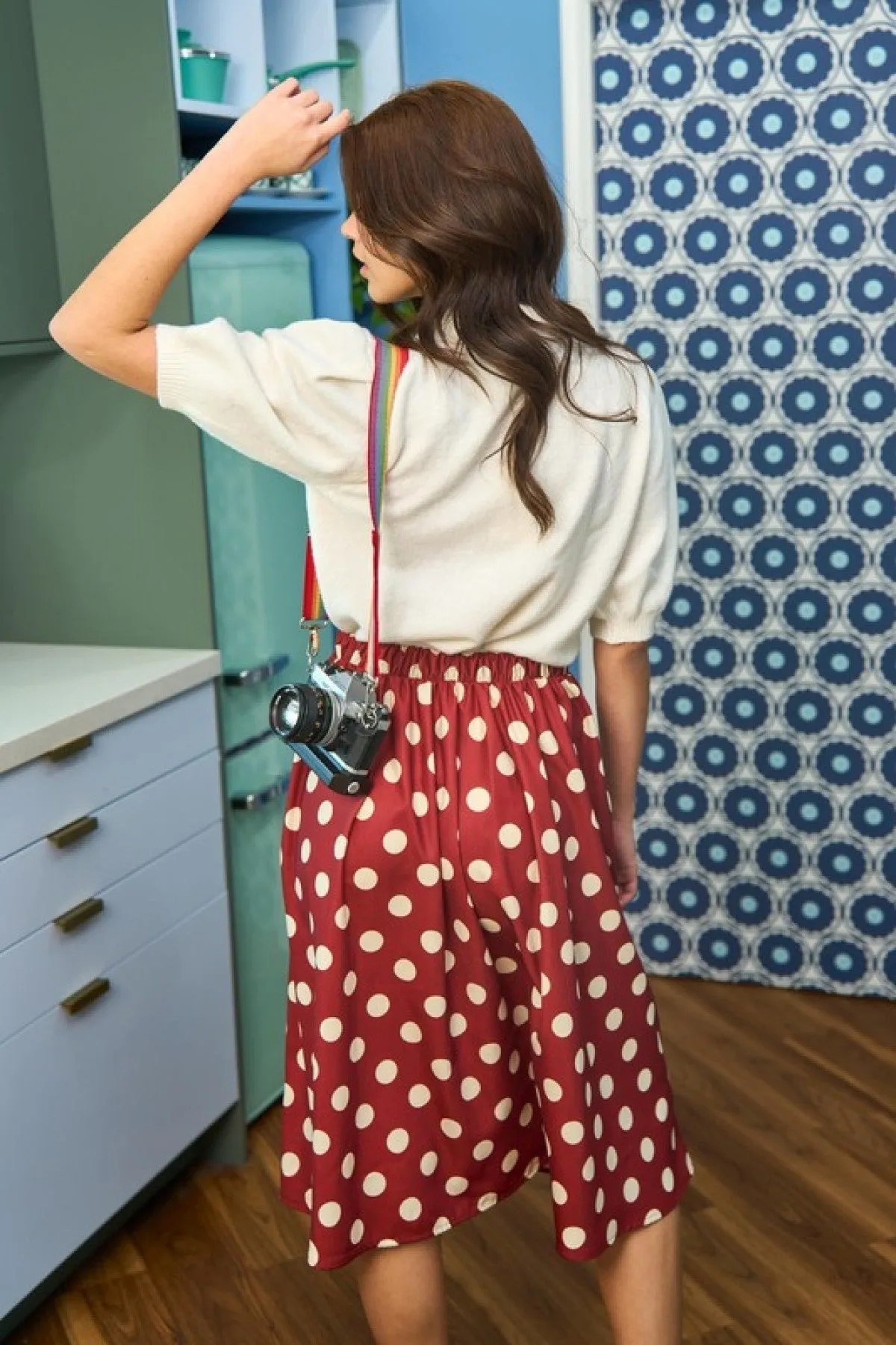 Jade By Jane Polka Dot Pleated Midi Skirt - Ships from The US