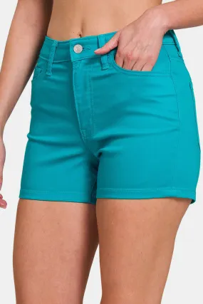 Light Teal High Waist Denim Shorts