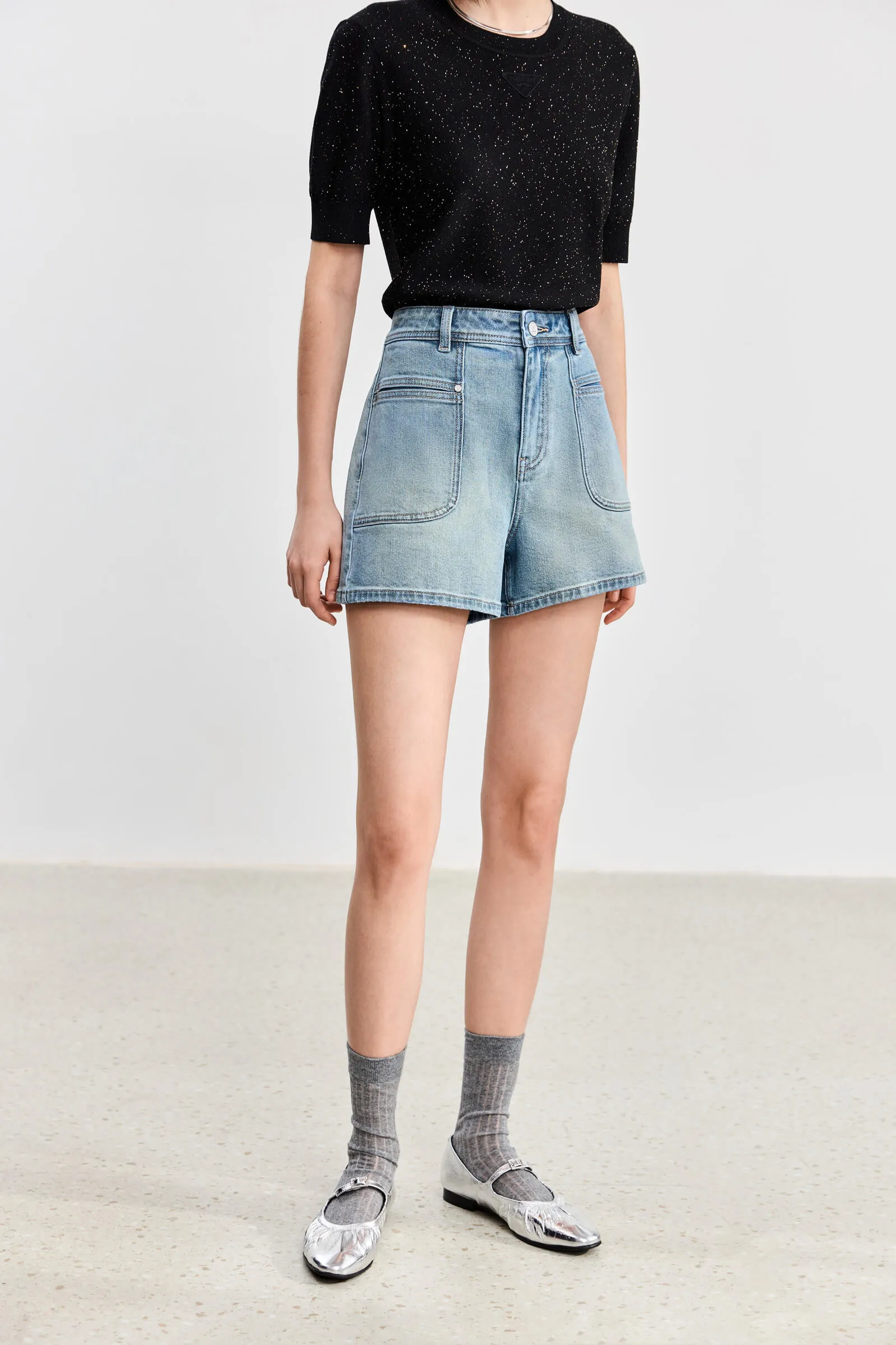 LILY High-Waist Pocket Denim Shorts