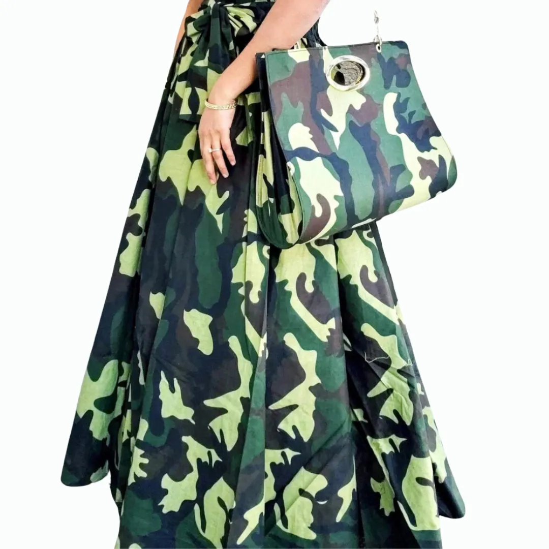 Long Maxi Skirt- Green Camouflage