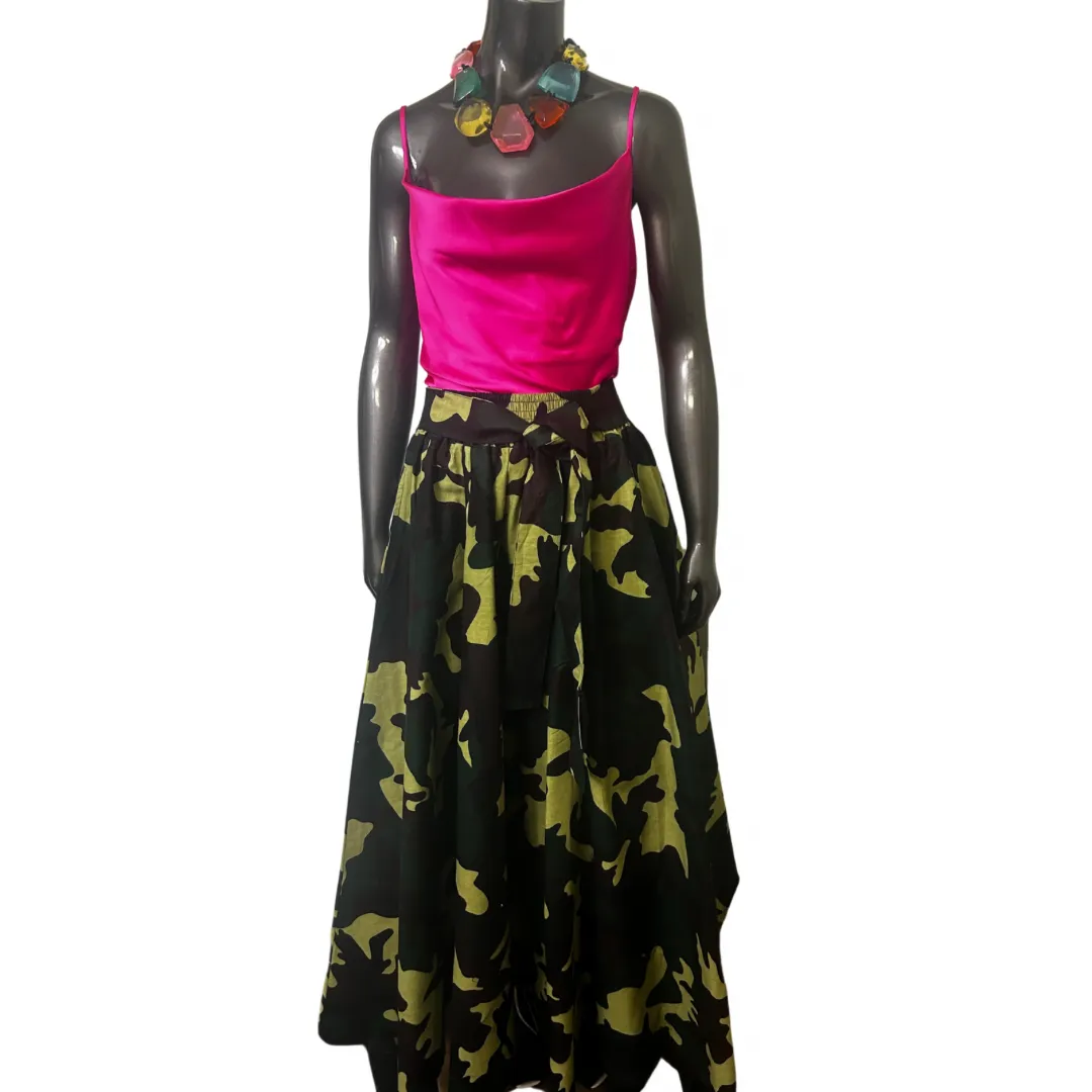 Long Maxi Skirt- Green Camouflage