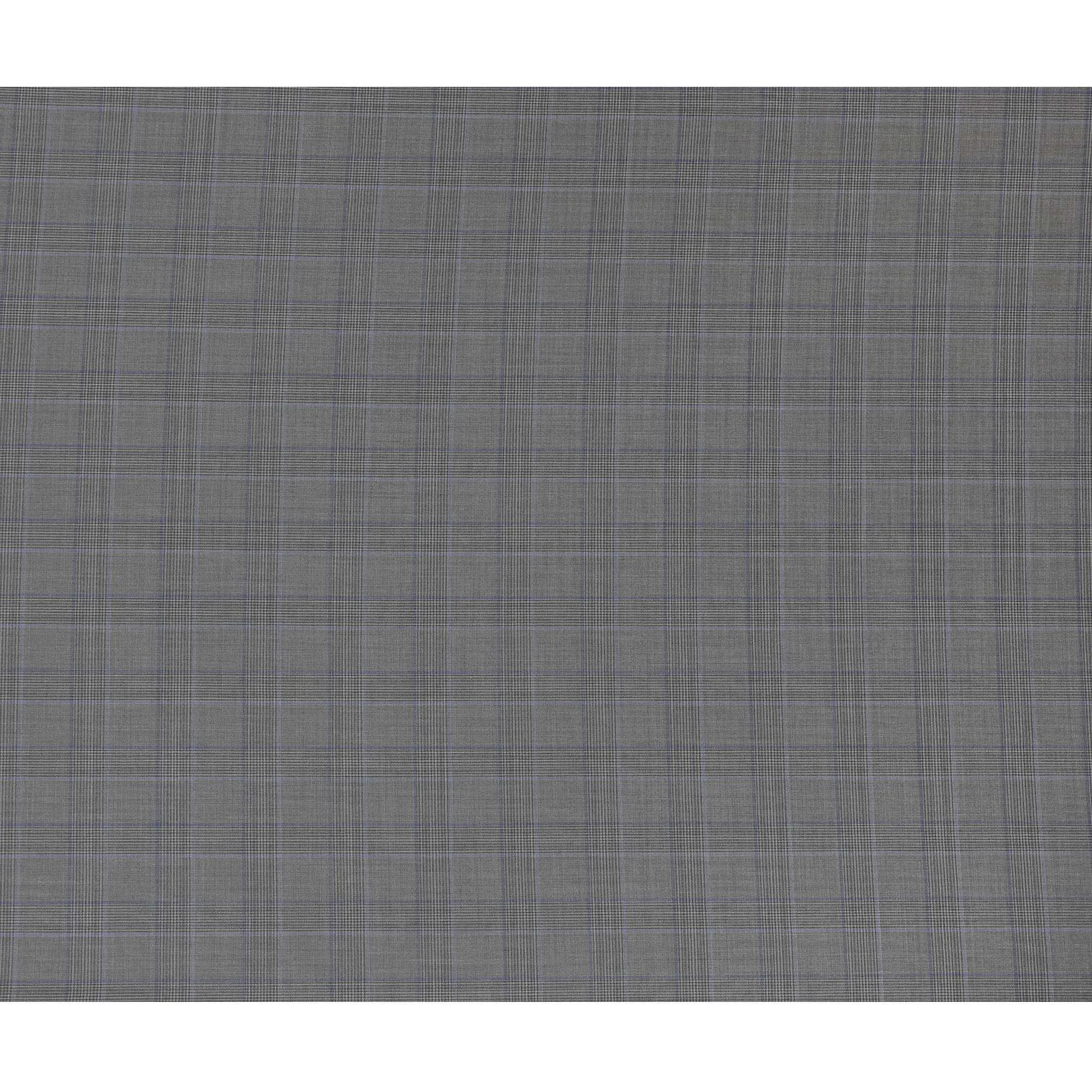 Luxurious Graphite Grey Super 130's Wool Fabric - Italian Checkered Design, 150cm Width -D18238