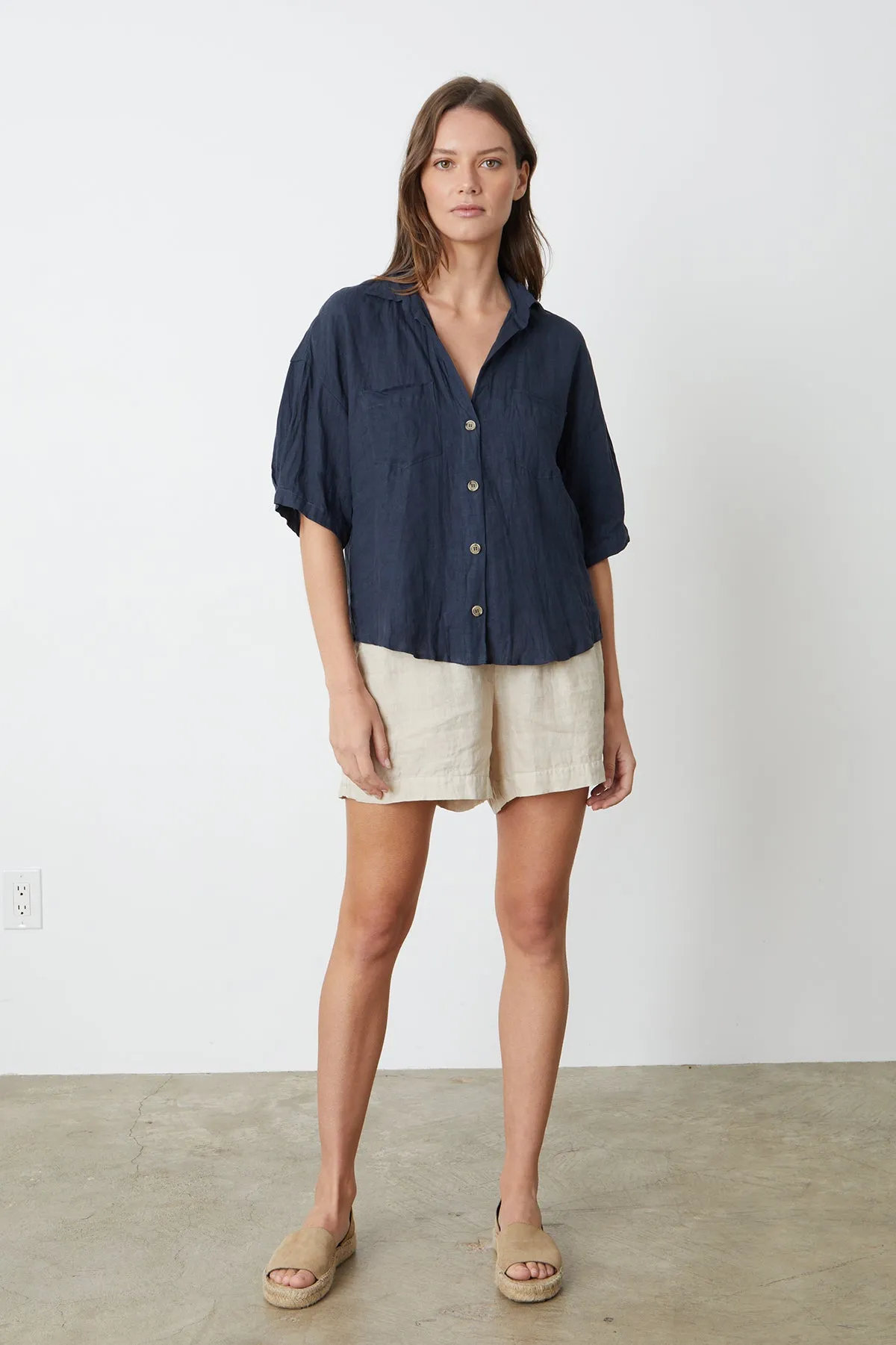 MARIA LINEN BUTTON-UP SHIRT