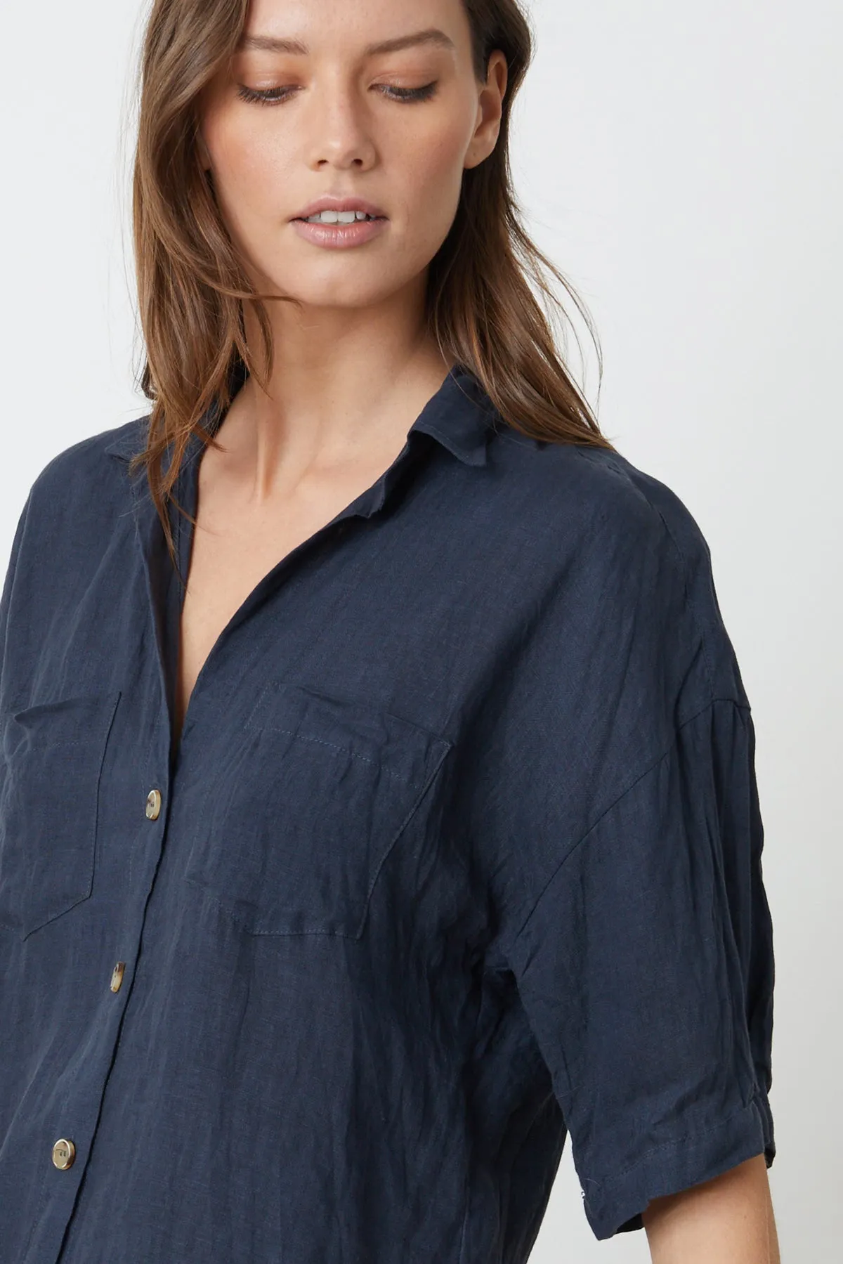 MARIA LINEN BUTTON-UP SHIRT