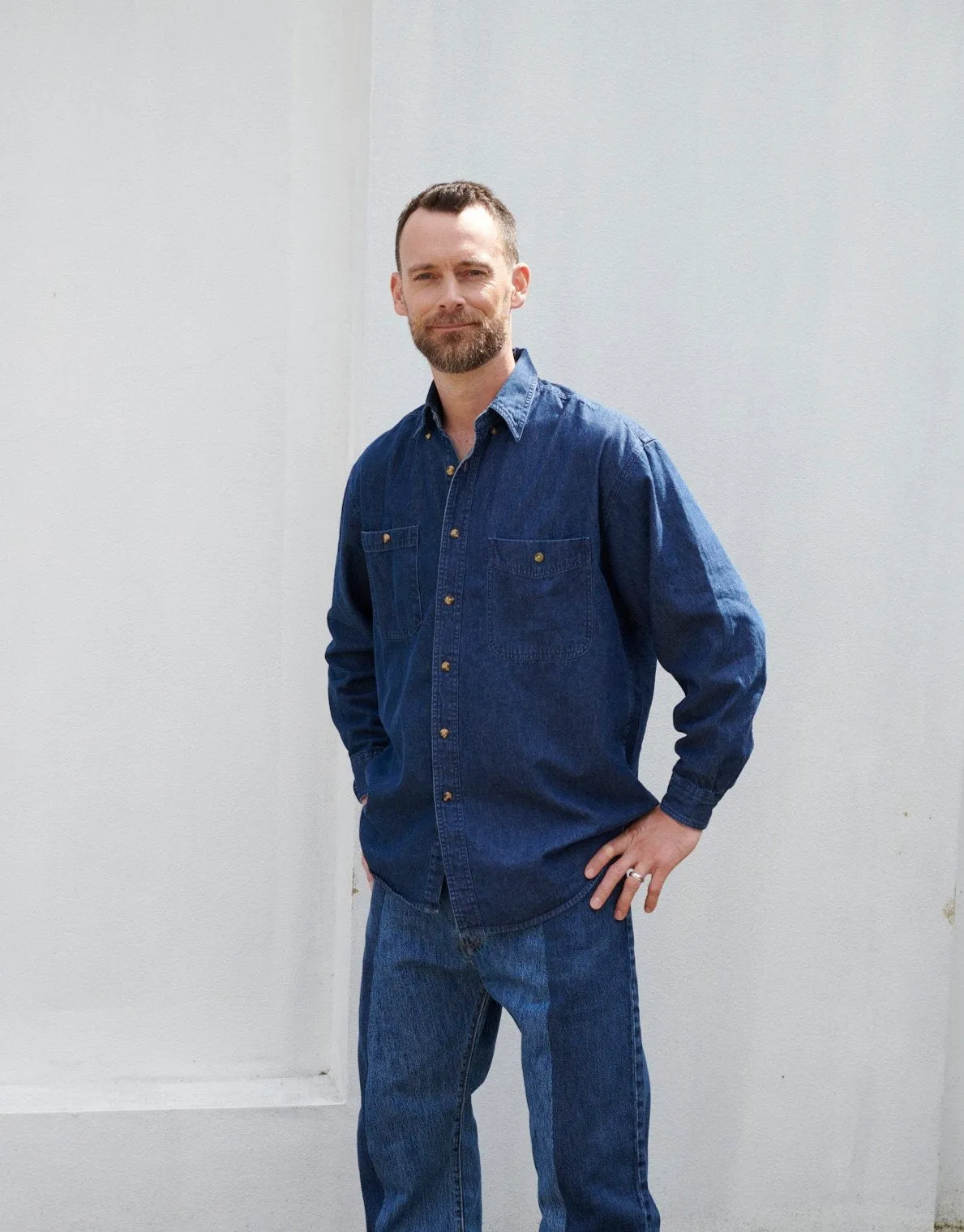 Men's Classic Denim Shirt Dark Blue