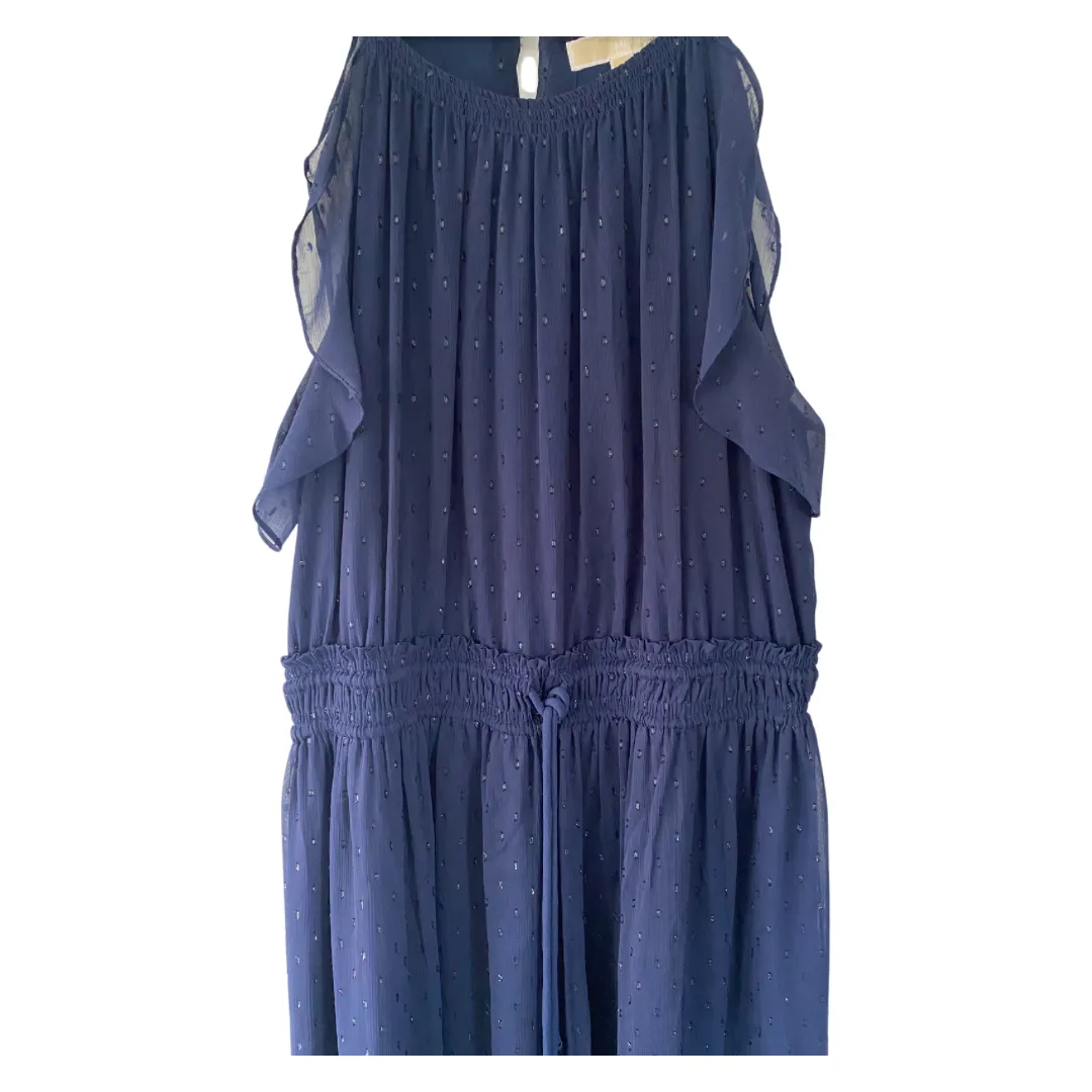 MICHAEL KORS Chiffon Midi Maxi Dress Navy SIZE XL