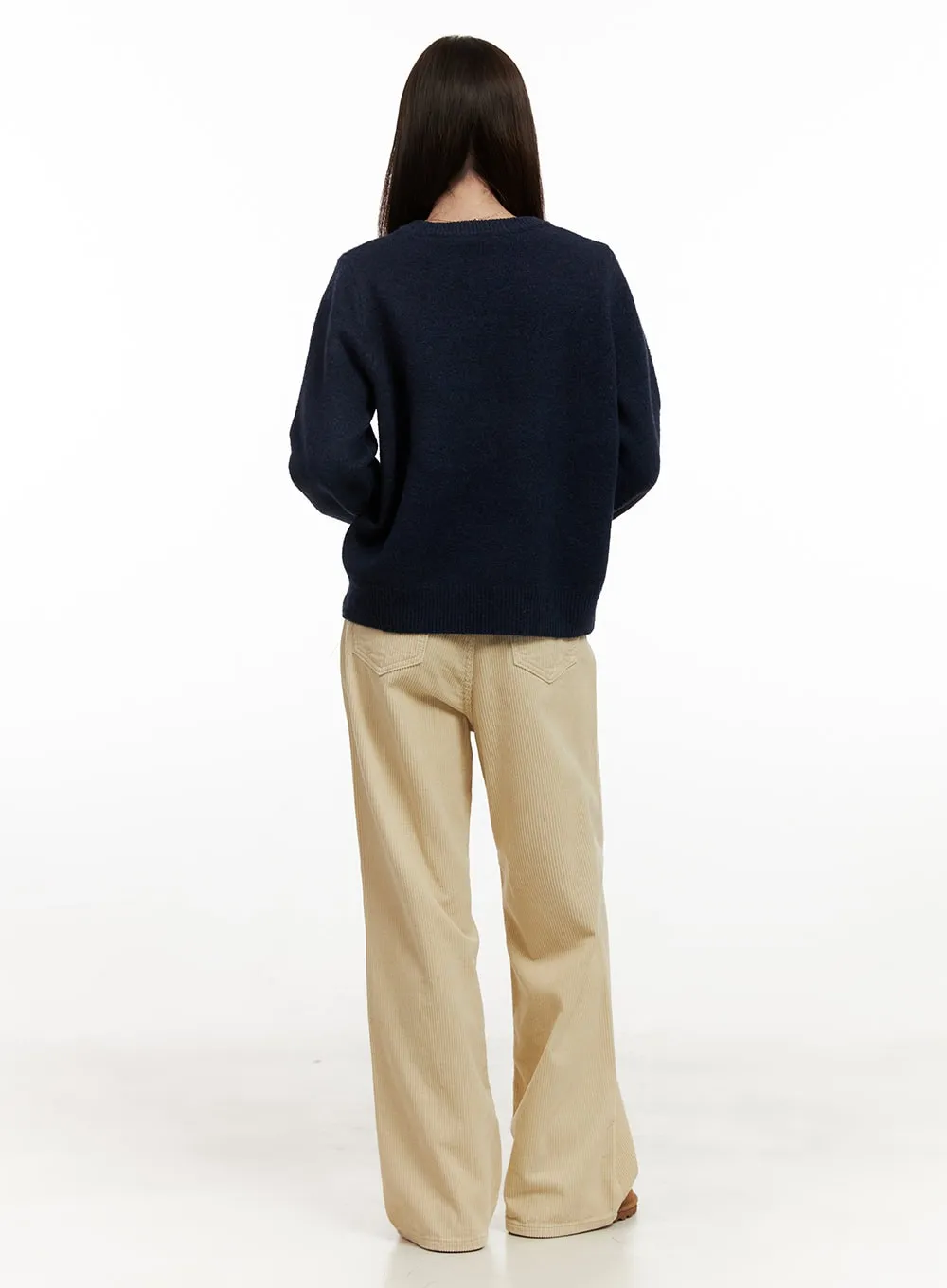 Mid-Rise Corduroy Wide-Leg Pants ON422