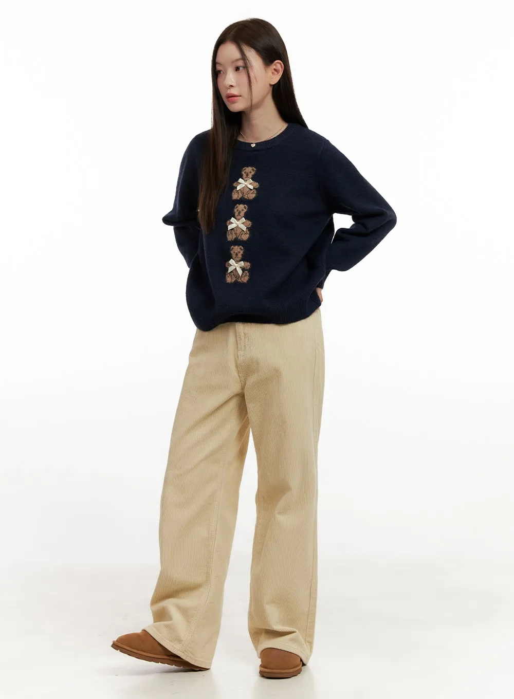 Mid-Rise Corduroy Wide-Leg Pants ON422