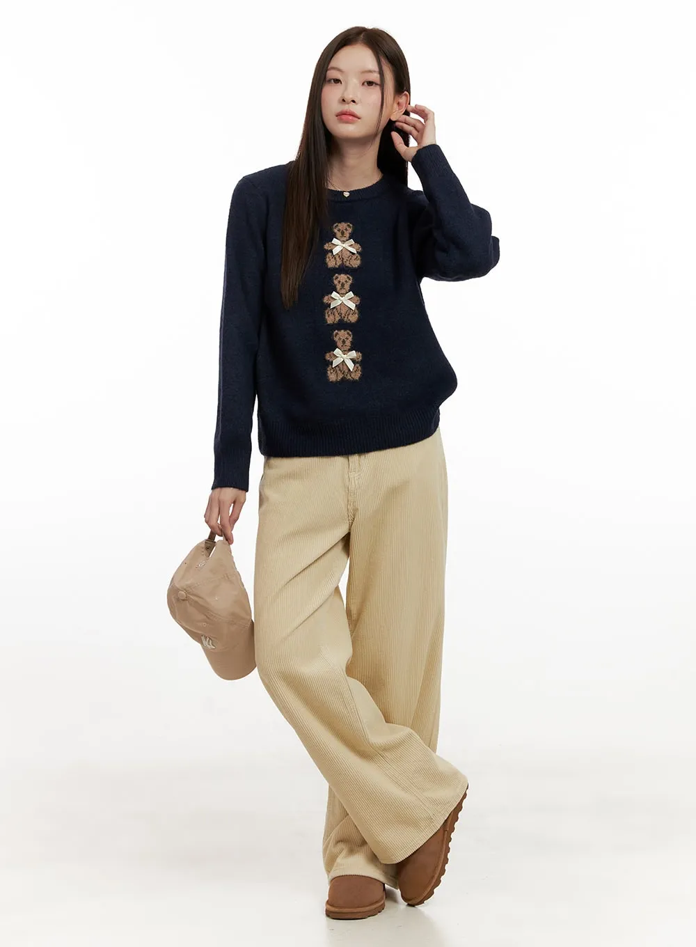 Mid-Rise Corduroy Wide-Leg Pants ON422