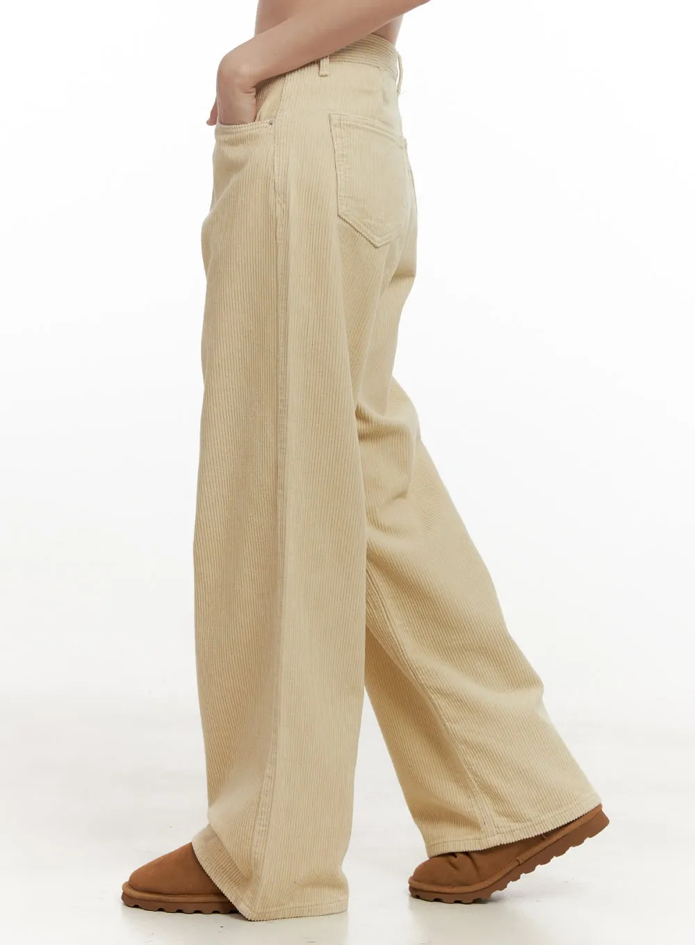 Mid-Rise Corduroy Wide-Leg Pants ON422