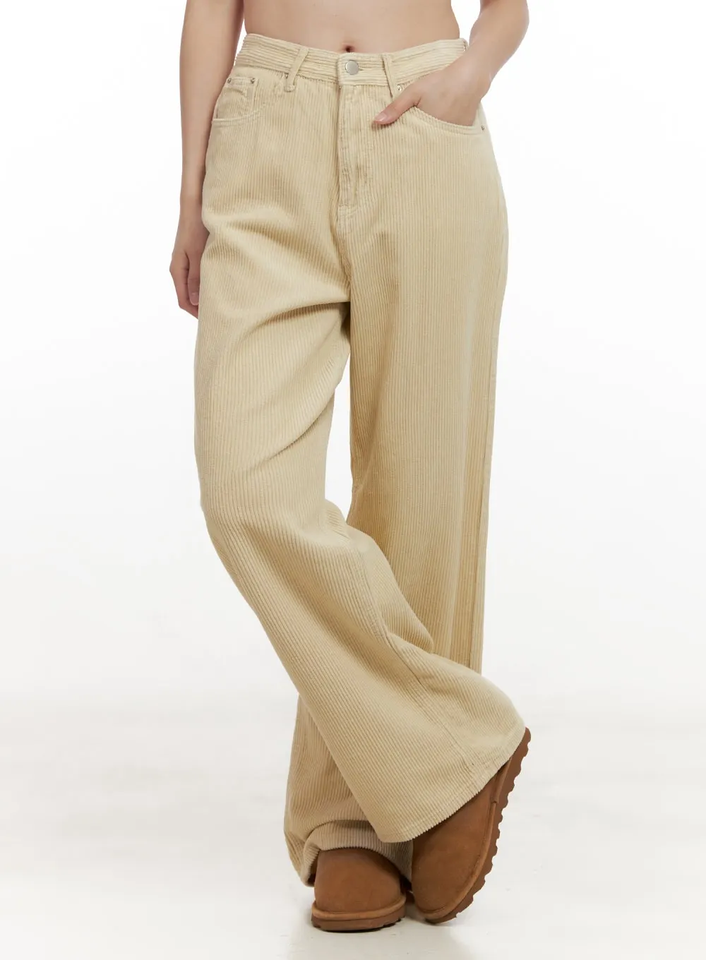 Mid-Rise Corduroy Wide-Leg Pants ON422