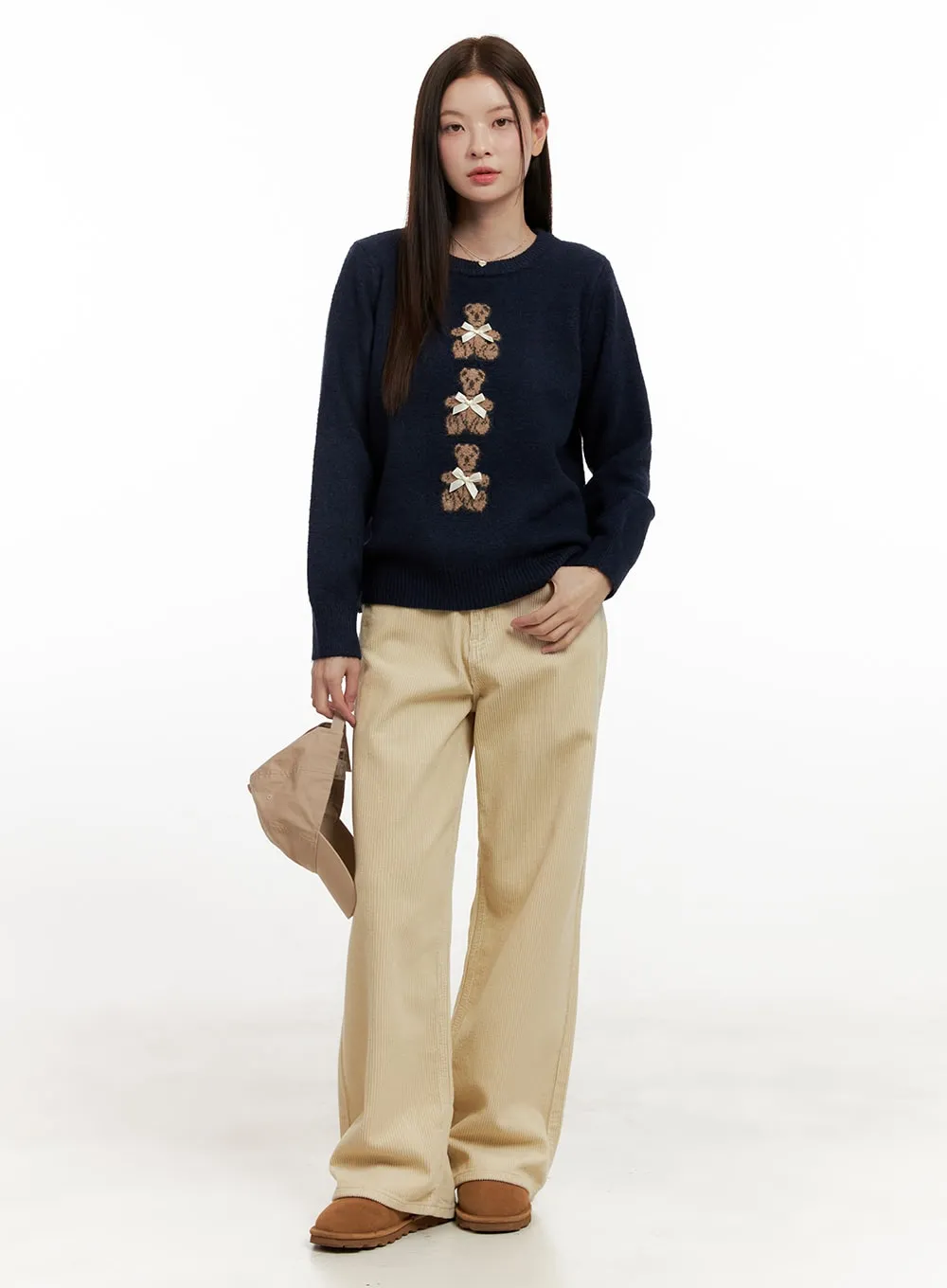 Mid-Rise Corduroy Wide-Leg Pants ON422