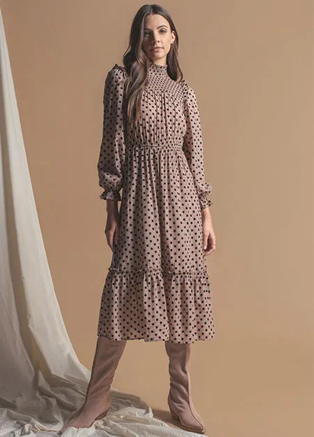 Mock Neck Polka Dot Dress