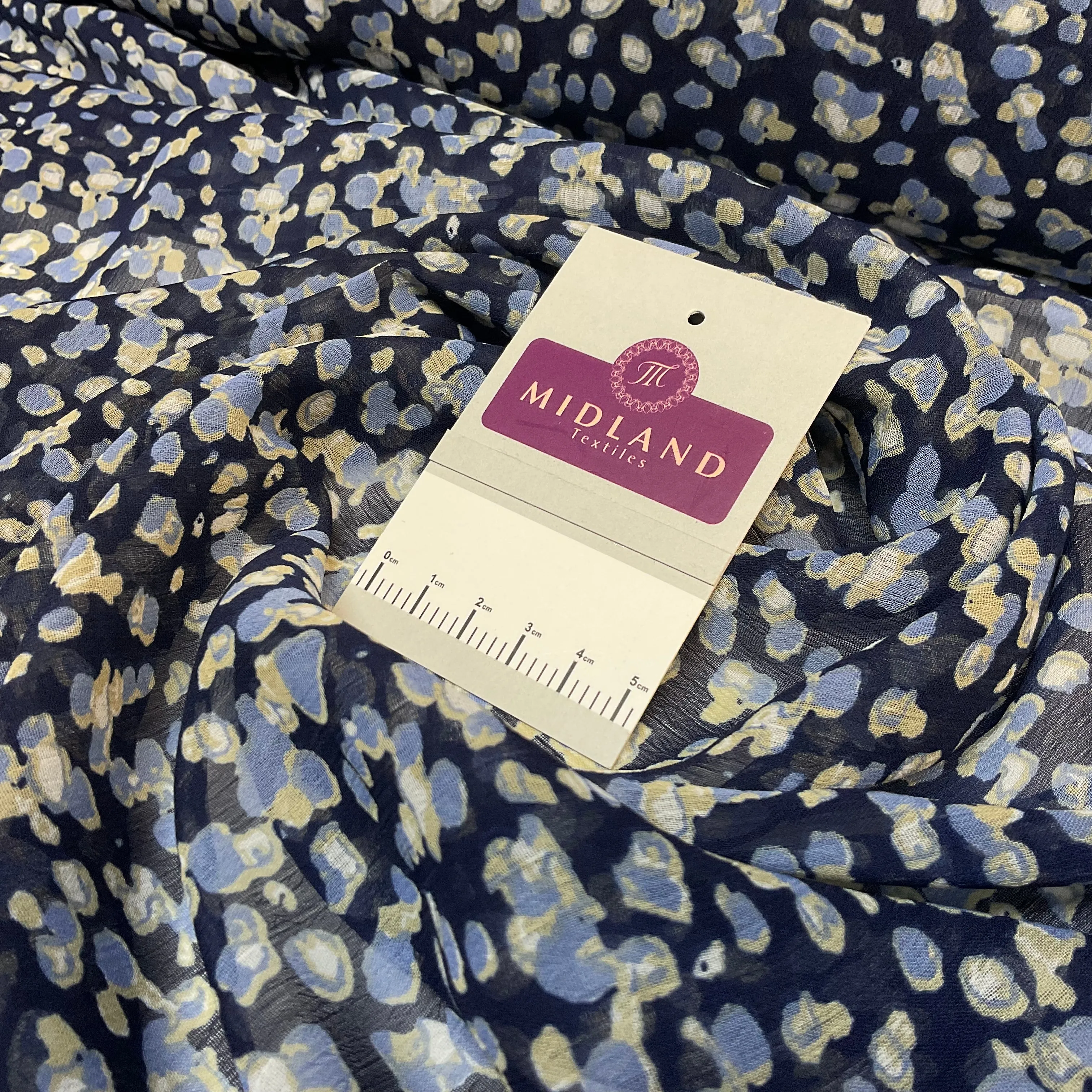 Navy Chiffon Printed Dress Fabric 140cm Width M1400-43