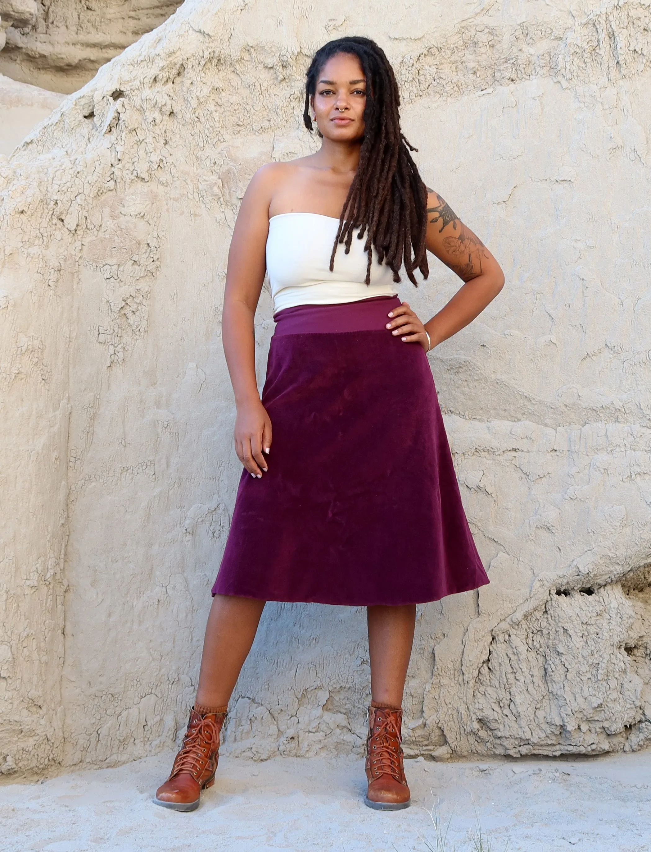 Ojai Below Knee VELOUR Skirt