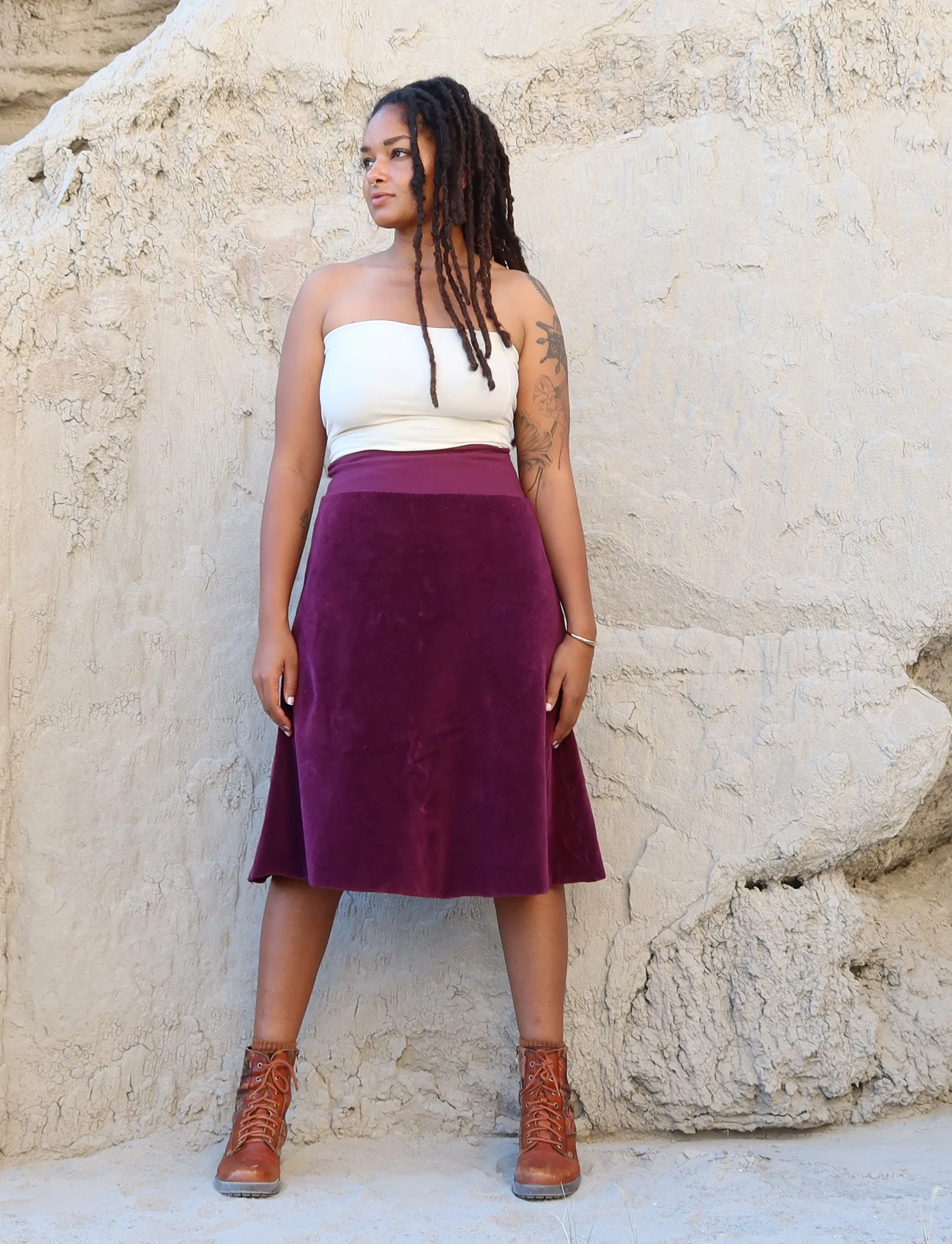 Ojai Below Knee VELOUR Skirt