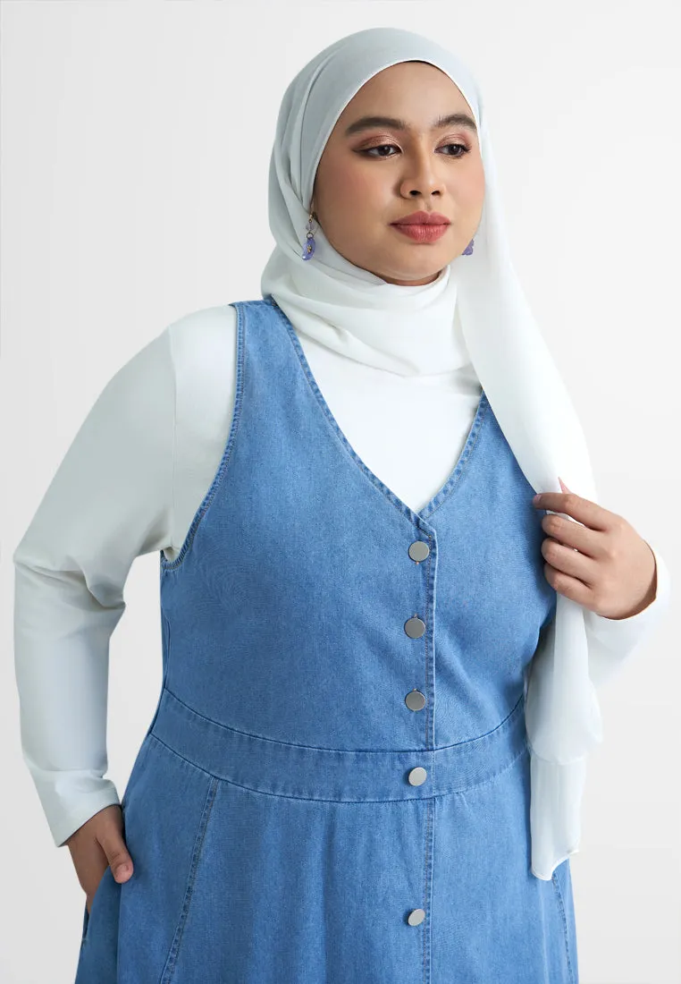 Oralia Denim Pinafore Button Dress