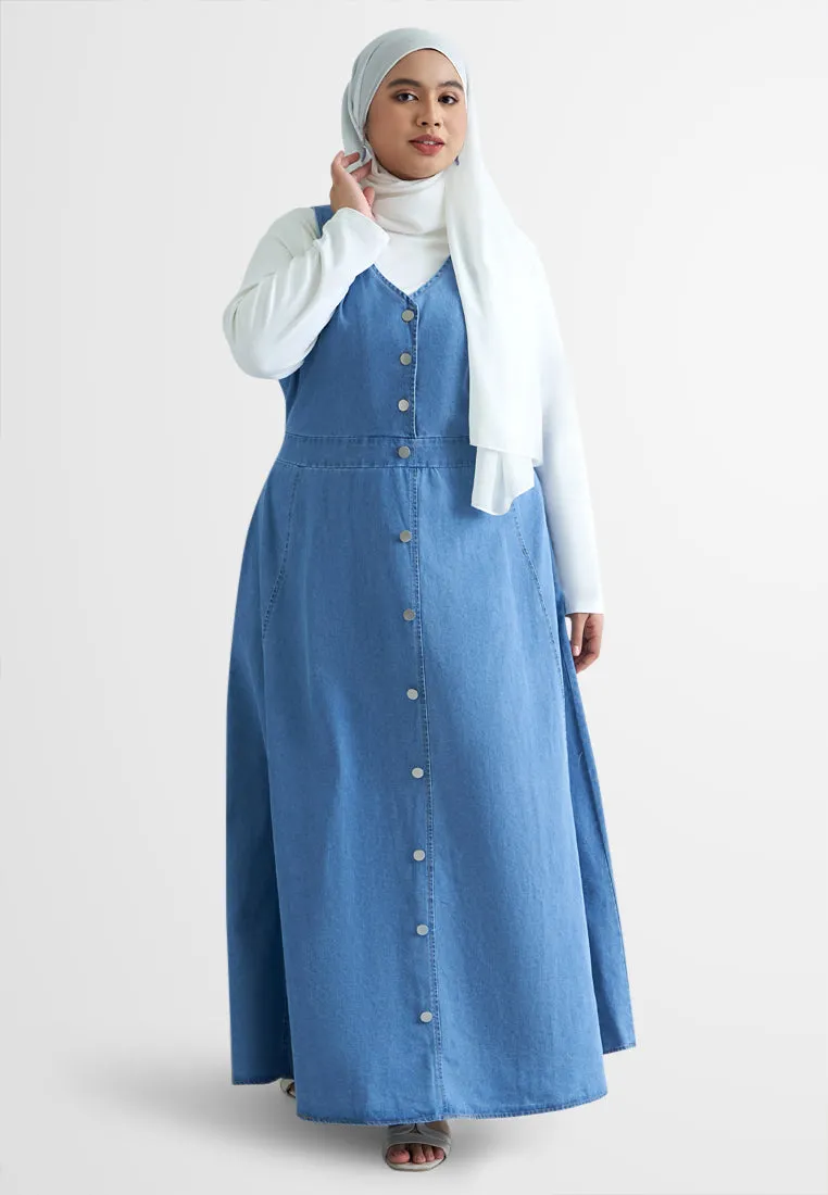 Oralia Denim Pinafore Button Dress